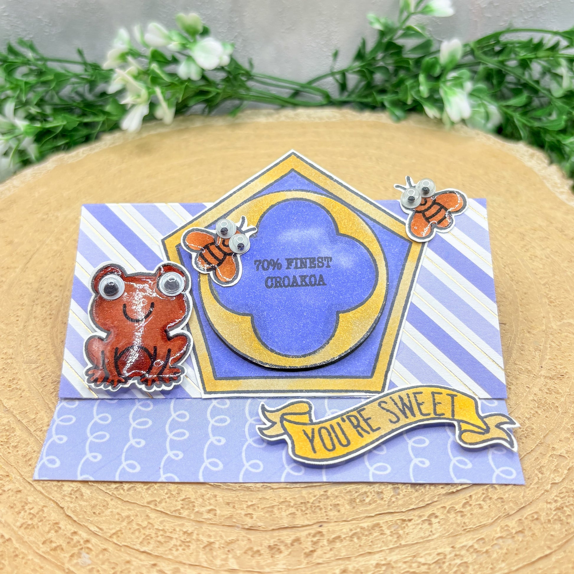 You're Sweet Wizard Frog Handmade Easel Card-2
