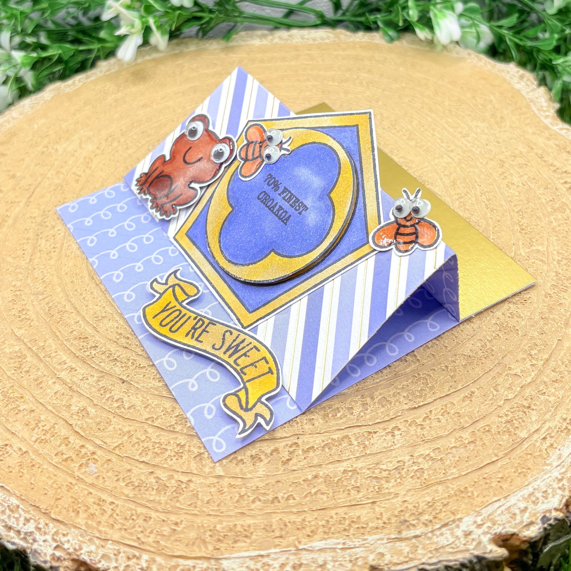 You're Sweet Wizard Frog Handmade Easel Card