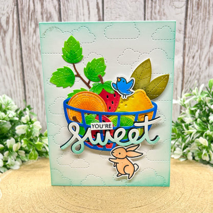 You're Sweet! Bunny & Fruit Bowl Handmade Card