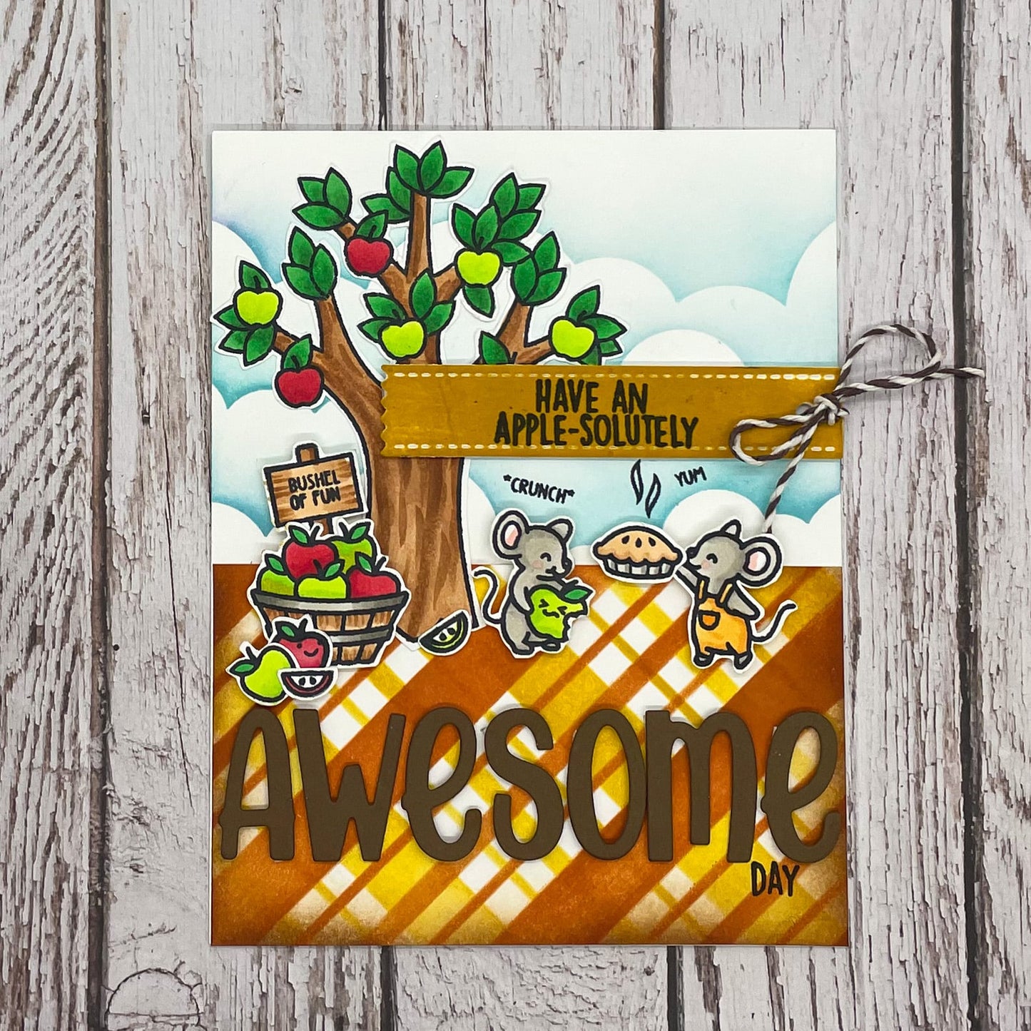 Adorable Mice Awesome Day Autumn Themed Handmade Card