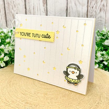 Ballerina Penguin TuTu Cute Handmade Birthday Card-1