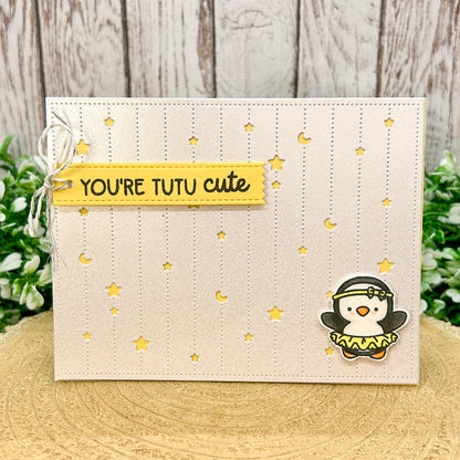 Ballerina Penguin TuTu Cute Handmade Birthday Card