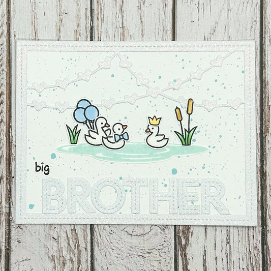 Big Brother Cute Swan Scene Handmade Card