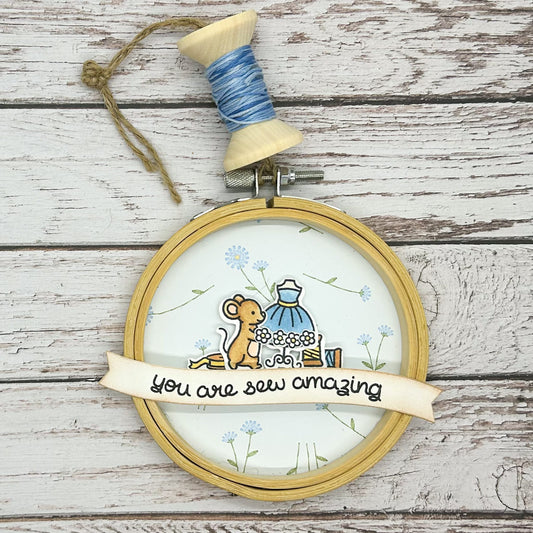 Blue Sew Amazing Embroidery Hoop Hanging Ornament