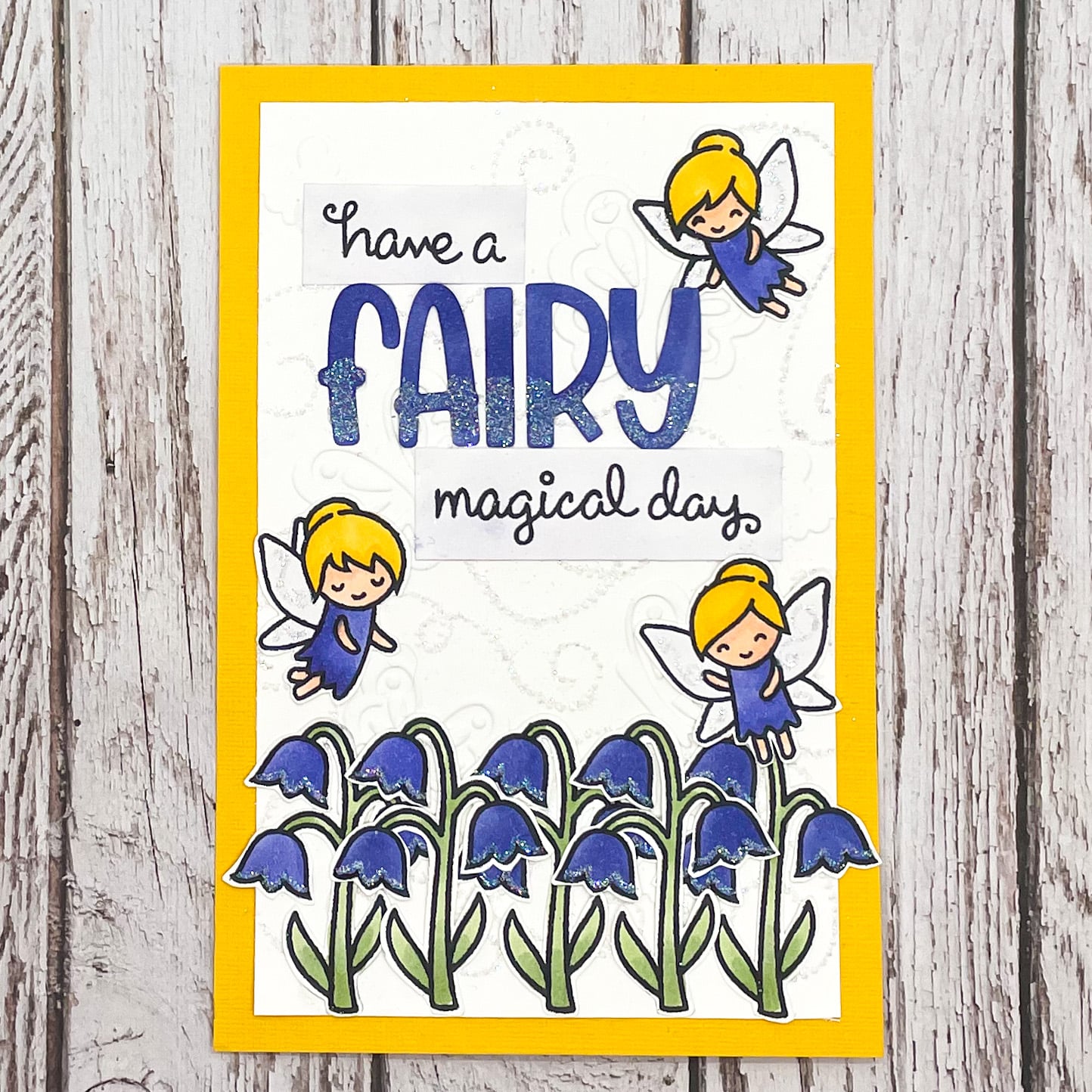 Bluebells & Fairies Have A Magical Day Handmade Card