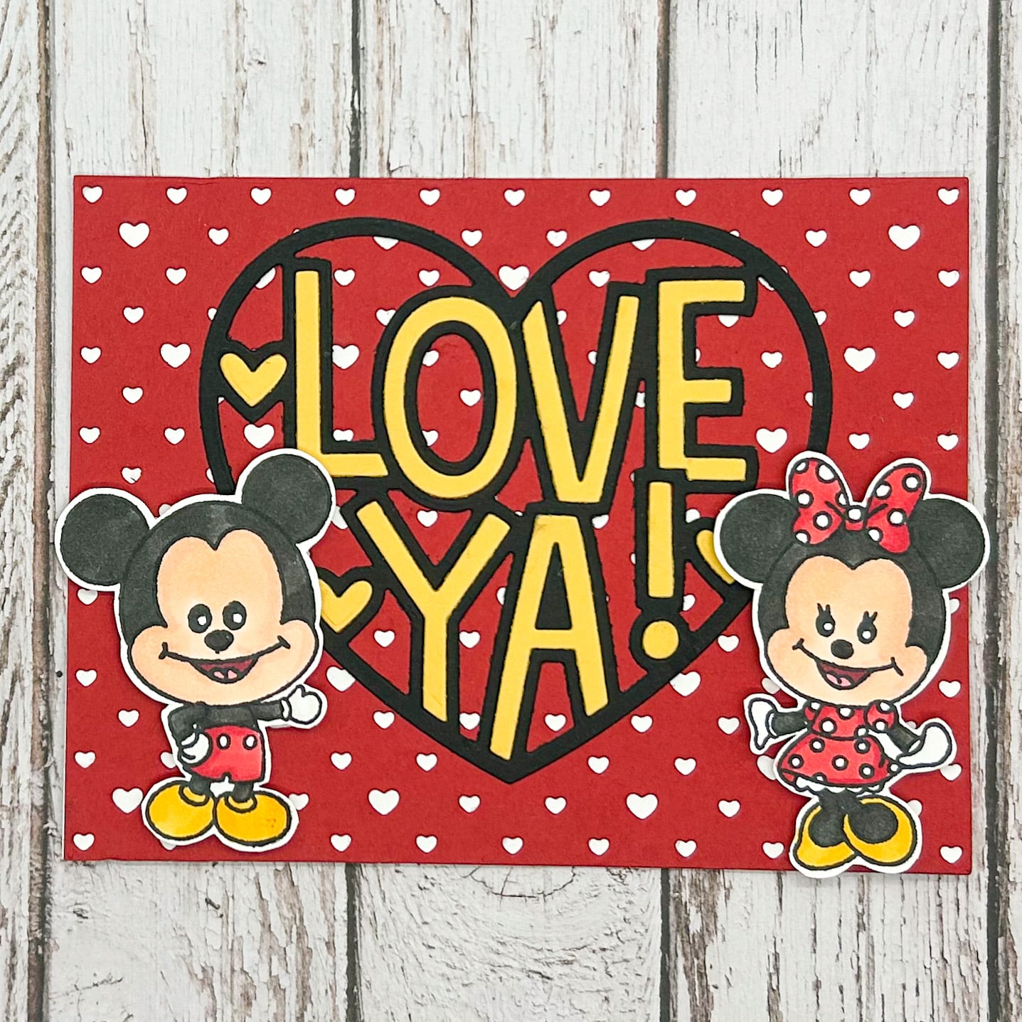 Boy & Girl Mouse 'Love Ya!' Character Themed Handmade Card
