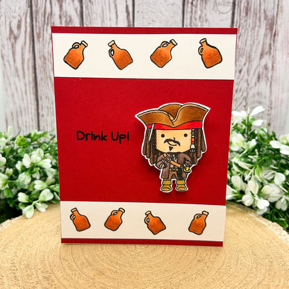 Captain Jack Drink Up! Character Themed Handmade Card