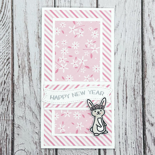Cherry Blossom Bunny Happy New Year Money Gift Wallet Card