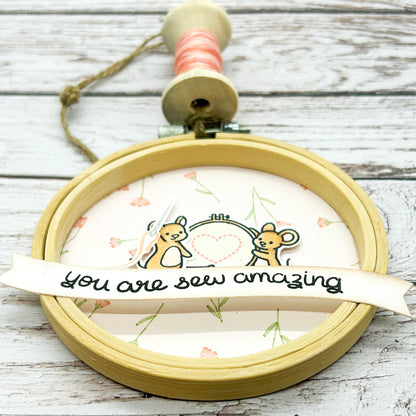 Cute Heart Mice Sew Amazing Embroidery Hoop Hanging Ornament-1
