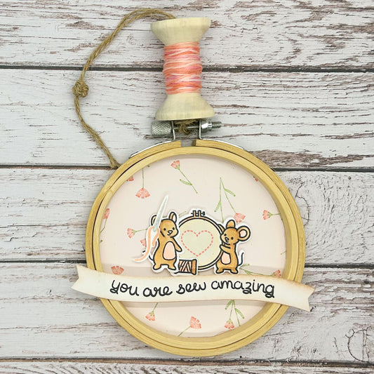 Cute Heart Mice Sew Amazing Embroidery Hoop Hanging Ornament