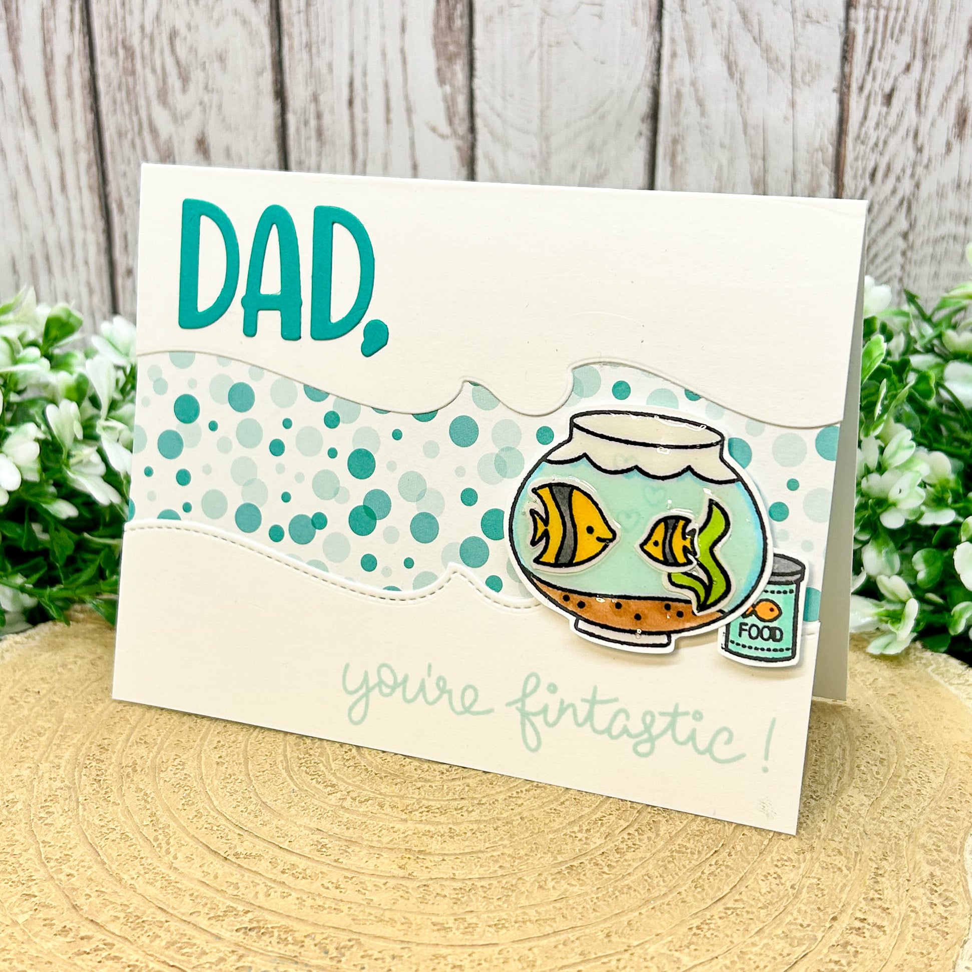 Dad, You're Fintastic Fish Bowl Handmade Card-1