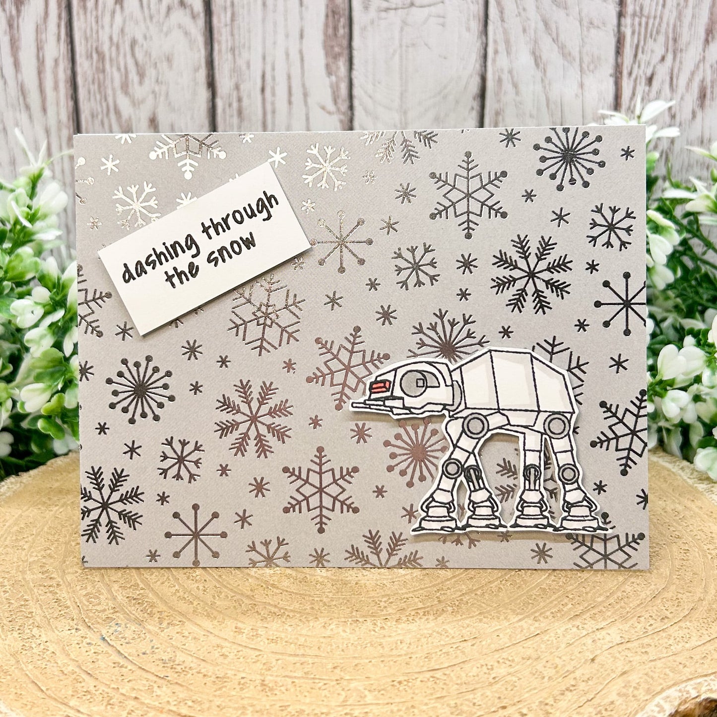 Dashing Through The Snow AT Machine Character Themed Handmade Card