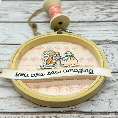 Dressmaking Mouse Sew Amazing Embroidery Hoop Hanging Ornament-1