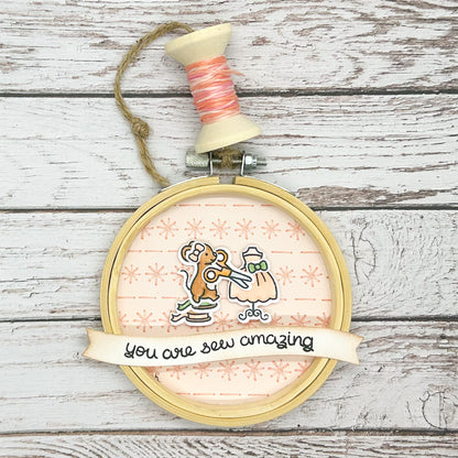 Dressmaking Mouse Sew Amazing Embroidery Hoop Hanging Ornament