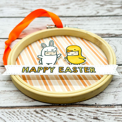 Easter Bunny & Chick Embroidery Hoop Hanging Ornament-1