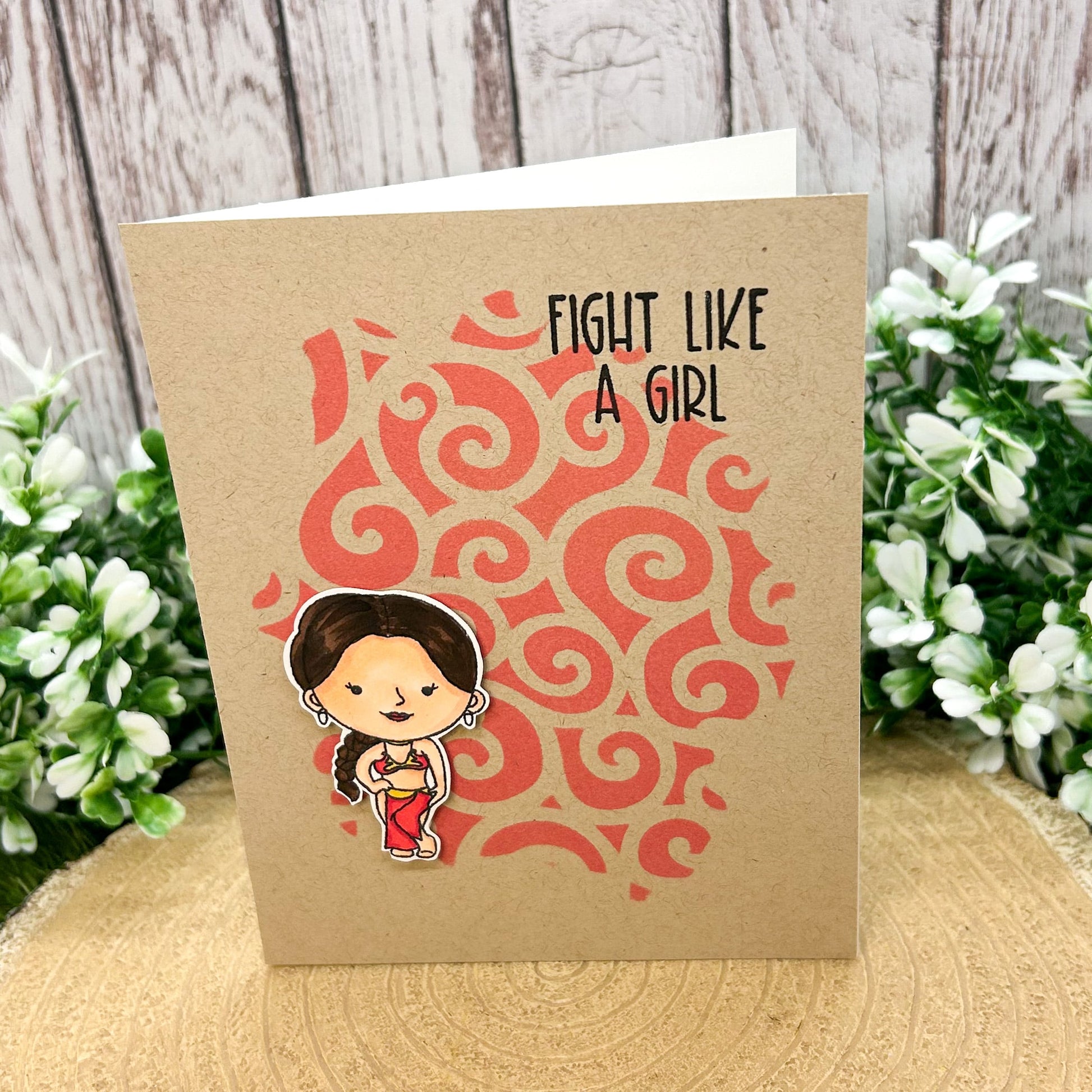 Fight Like A Girl Character Themed Handmade Card-1
