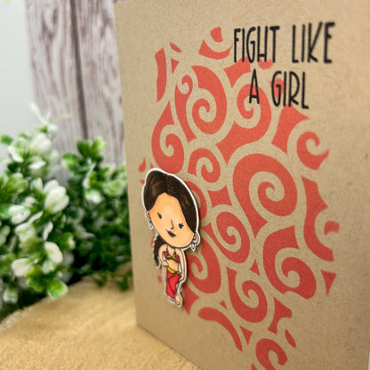 Fight Like A Girl Character Themed Handmade Card-2