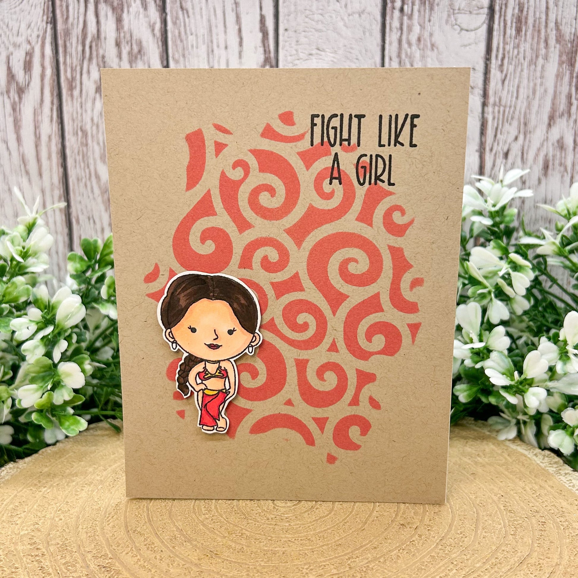 Fight Like A Girl Character Themed Handmade Card