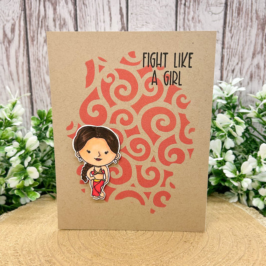 Fight Like A Girl Character Themed Handmade Card