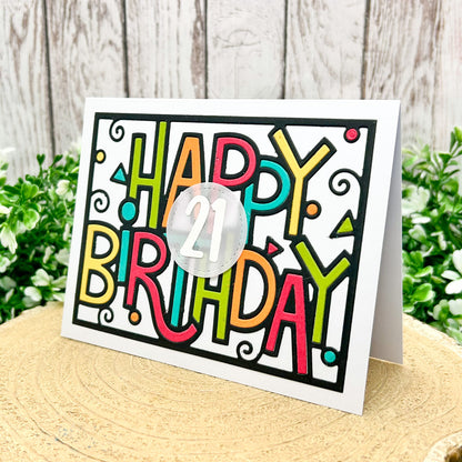 Happy 21st Birthday Colourful Letters Handmade Card-1