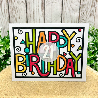 Happy 21st Birthday Colourful Letters Handmade Card