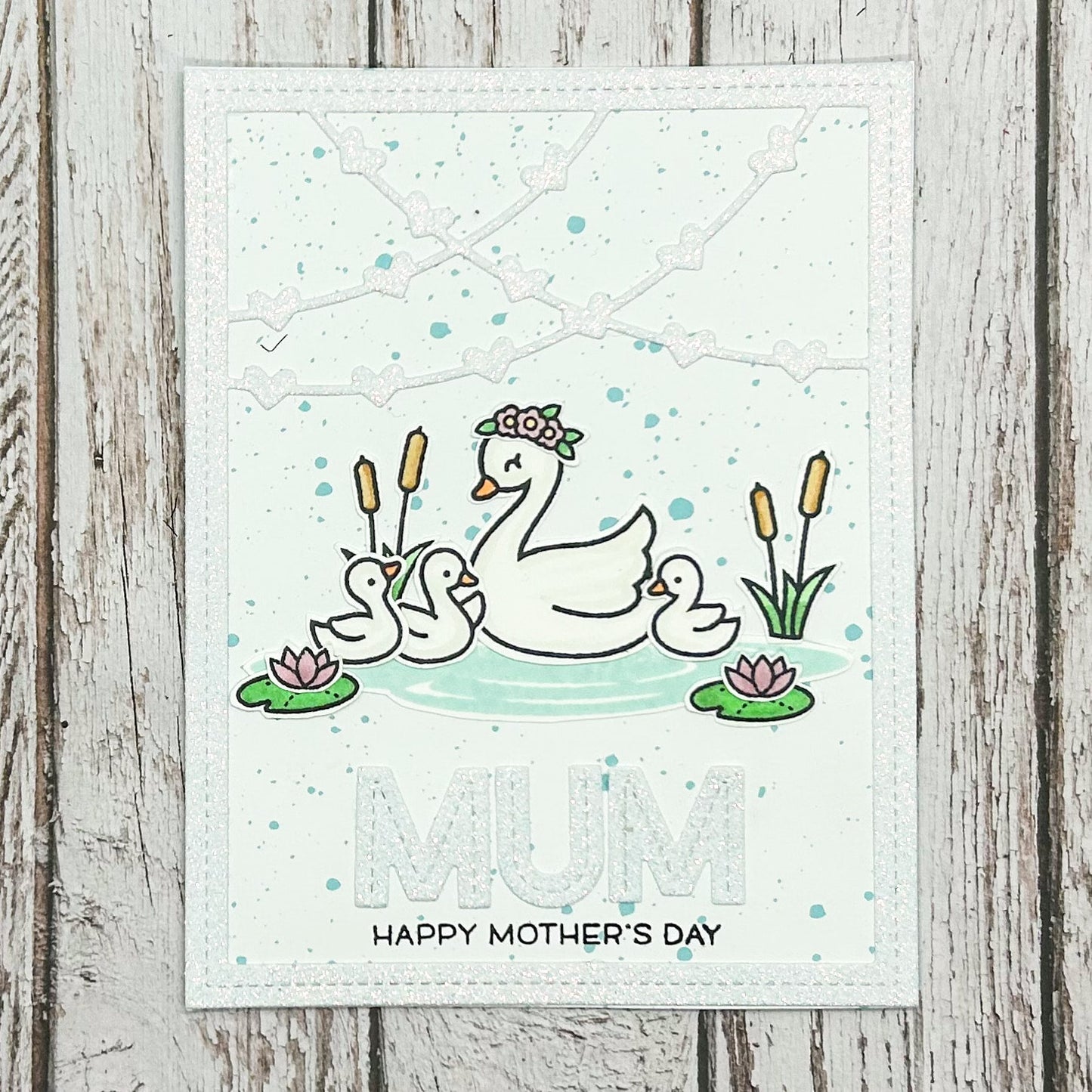 Happy Mother's Day Swan Scene Handmade Card