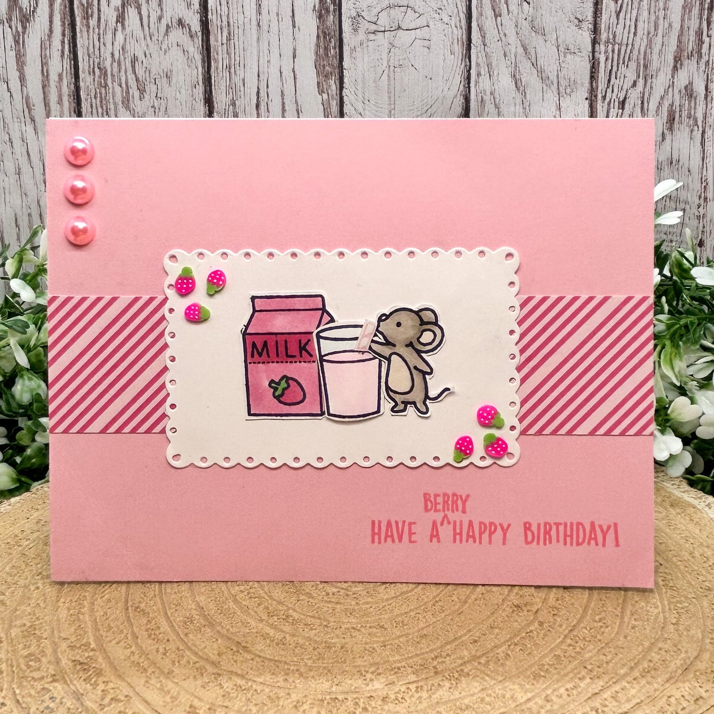 Milkshake Mouse Handmade Birthday Card