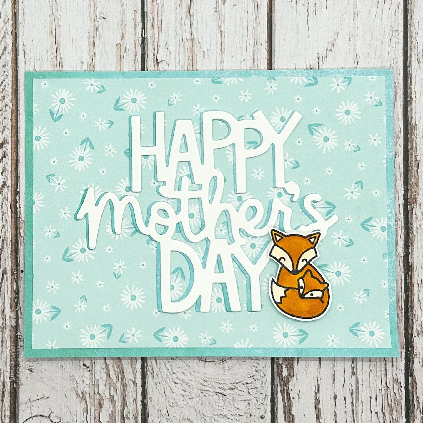 Mummy & Baby Fox Handmade Mother's Day Card