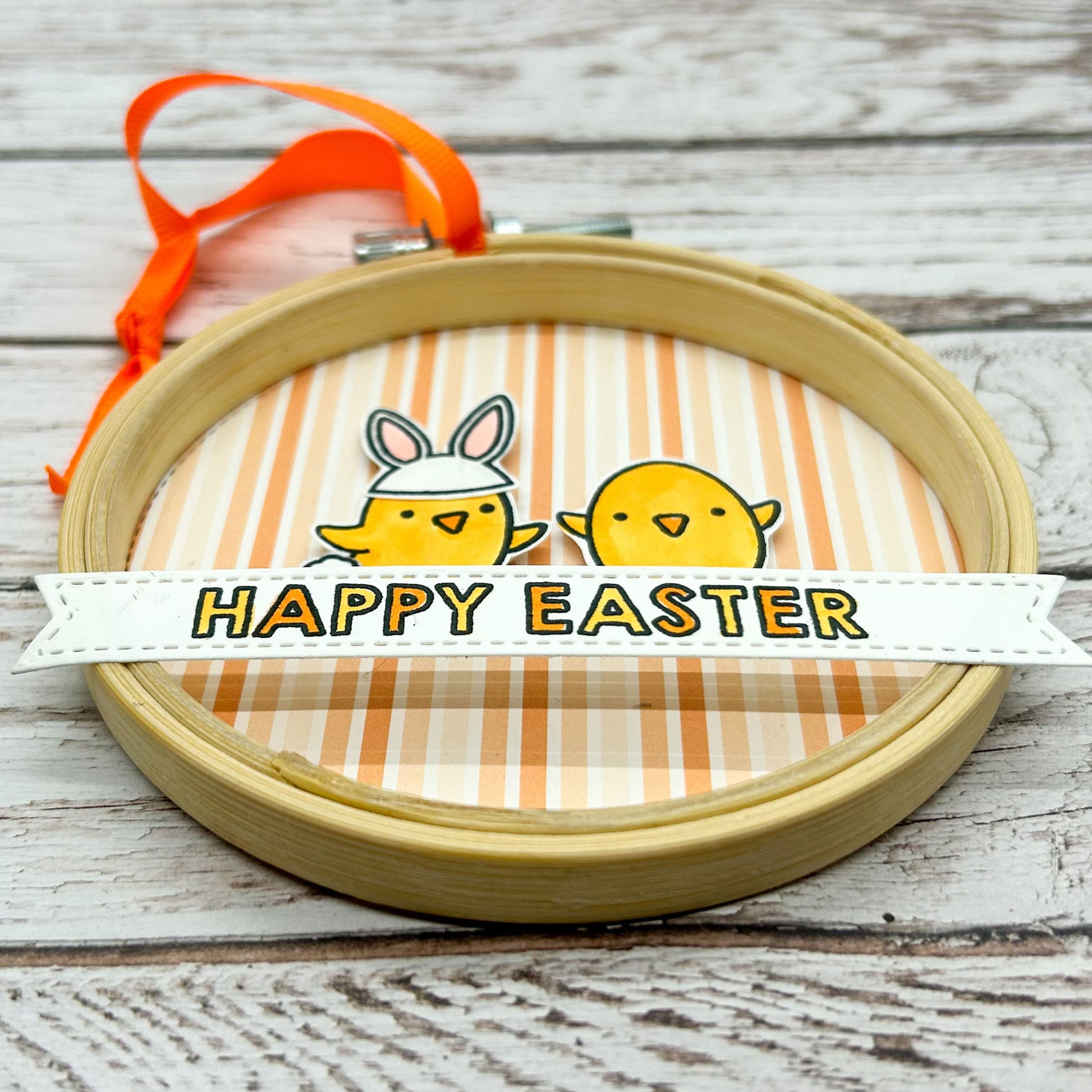 Orange Easter Chicks Embroidery Hoop Hanging Ornament-1