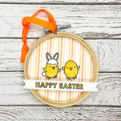 Orange Easter Chicks Embroidery Hoop Hanging Ornament