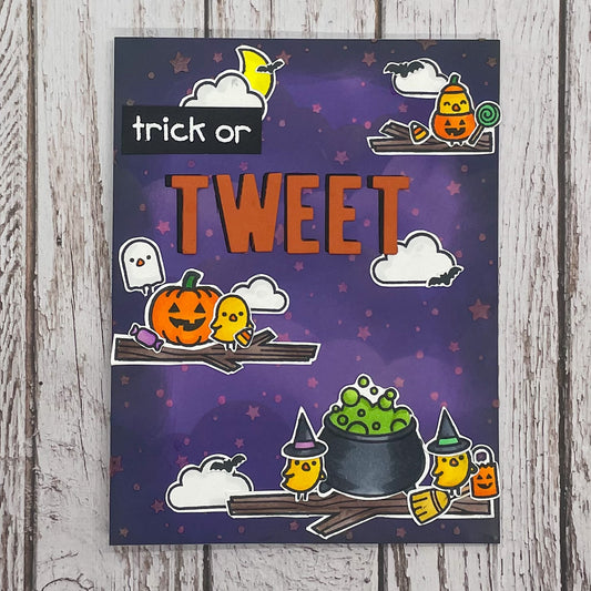 Trick Or Tweet Handmade Glow In The Dark Halloween Card