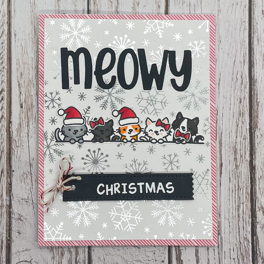 Cute Cats Meowy Christmas Handmade Christmas Card