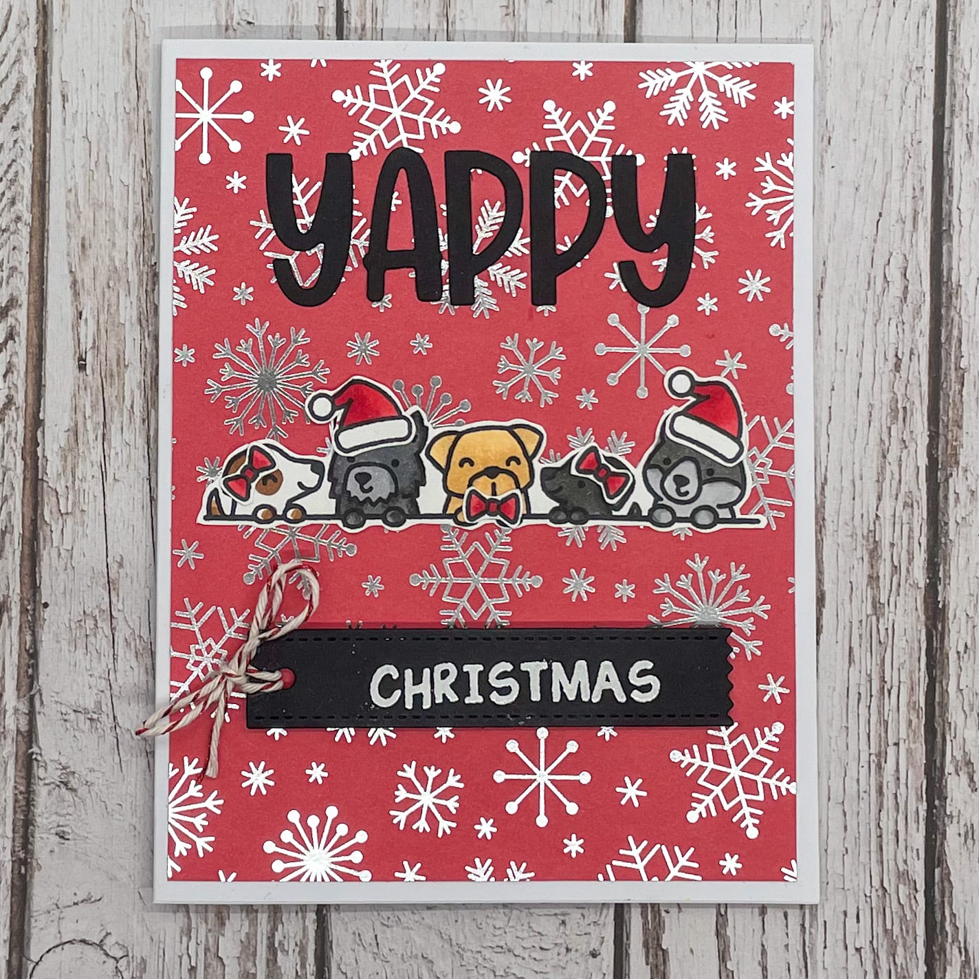 Cute Dogs Yappy Christmas Handmade Christmas Card