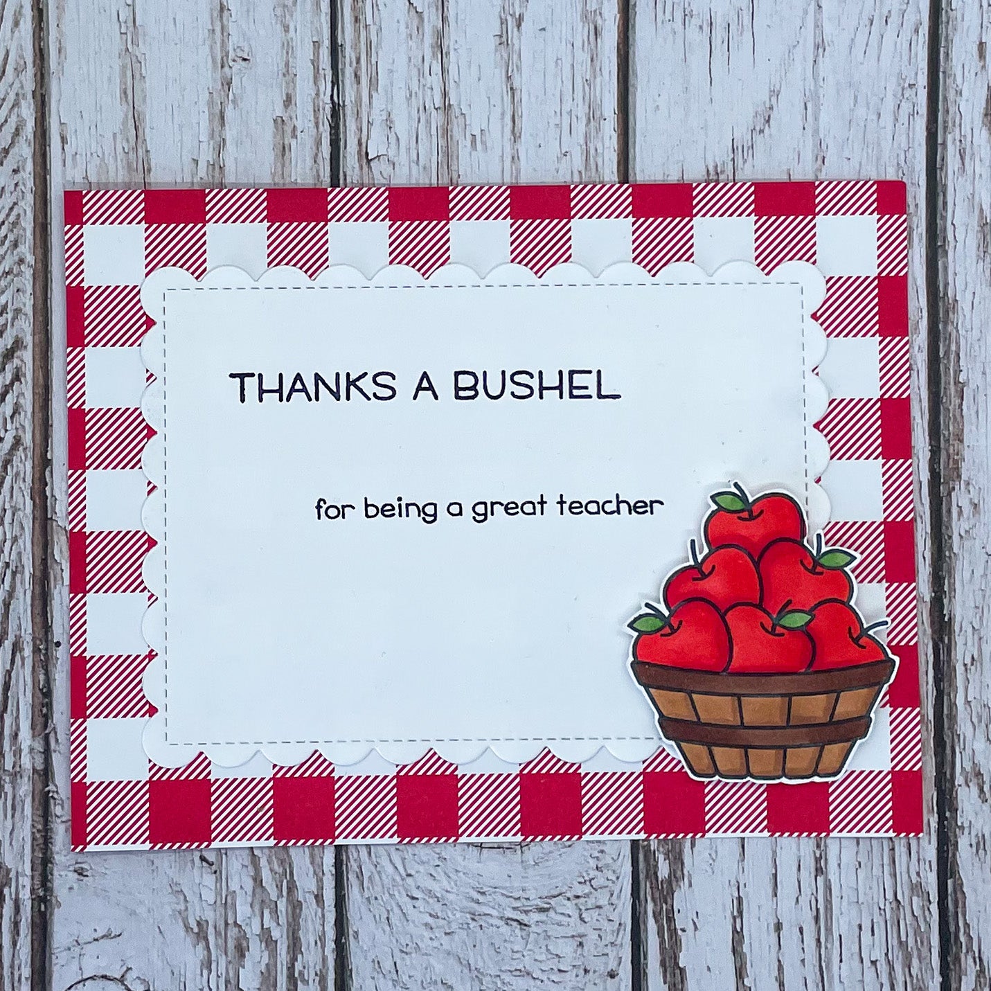Thanks a Bushel Thank You Handmade Teacher Card