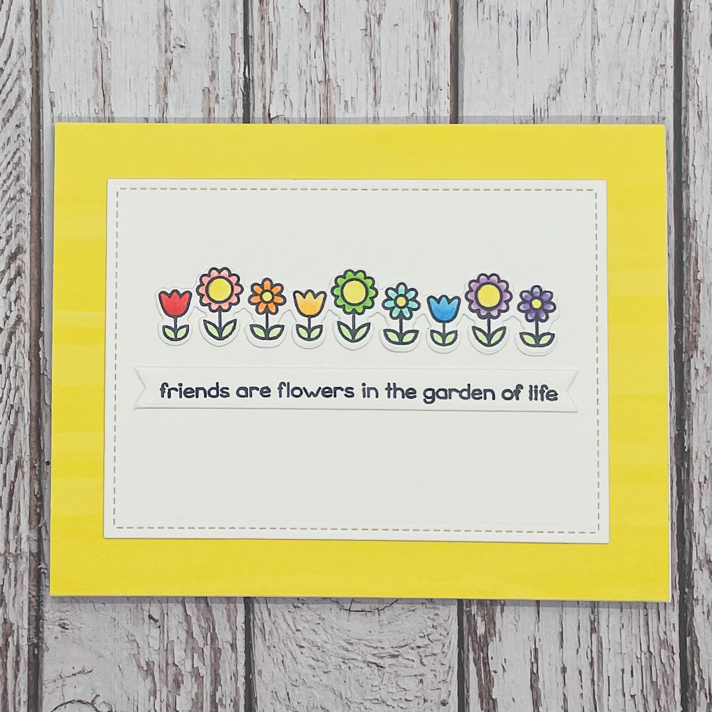 Colourful Flowers Friends PRIDE LGBT Handmade Card