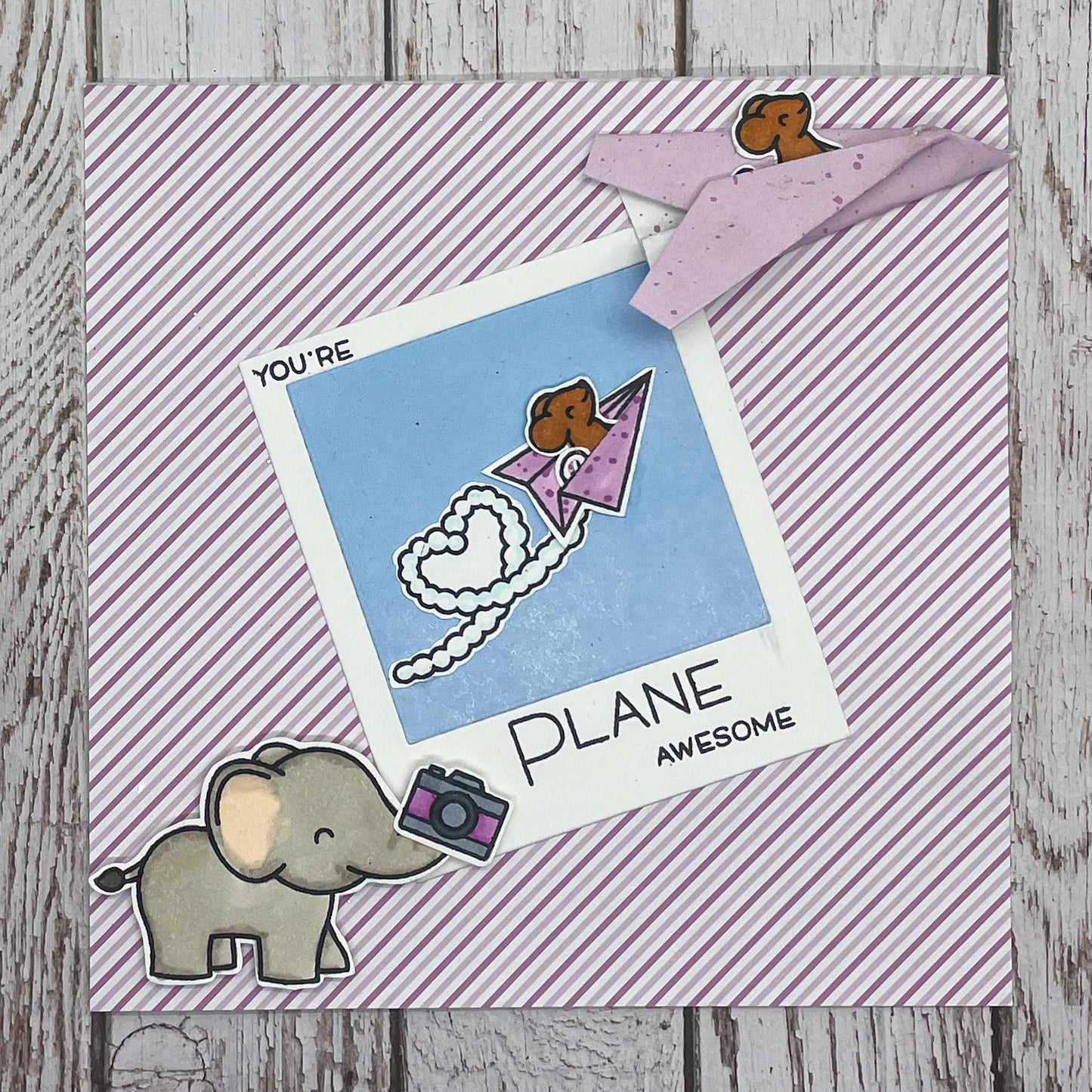 Elephant & Mice Paper Plane Awesome Handmade Card