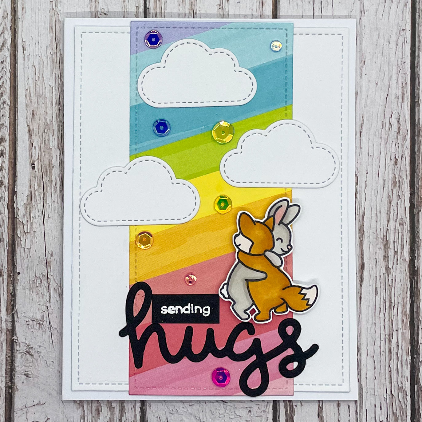 Sending Hugs Colourful Handmade Card