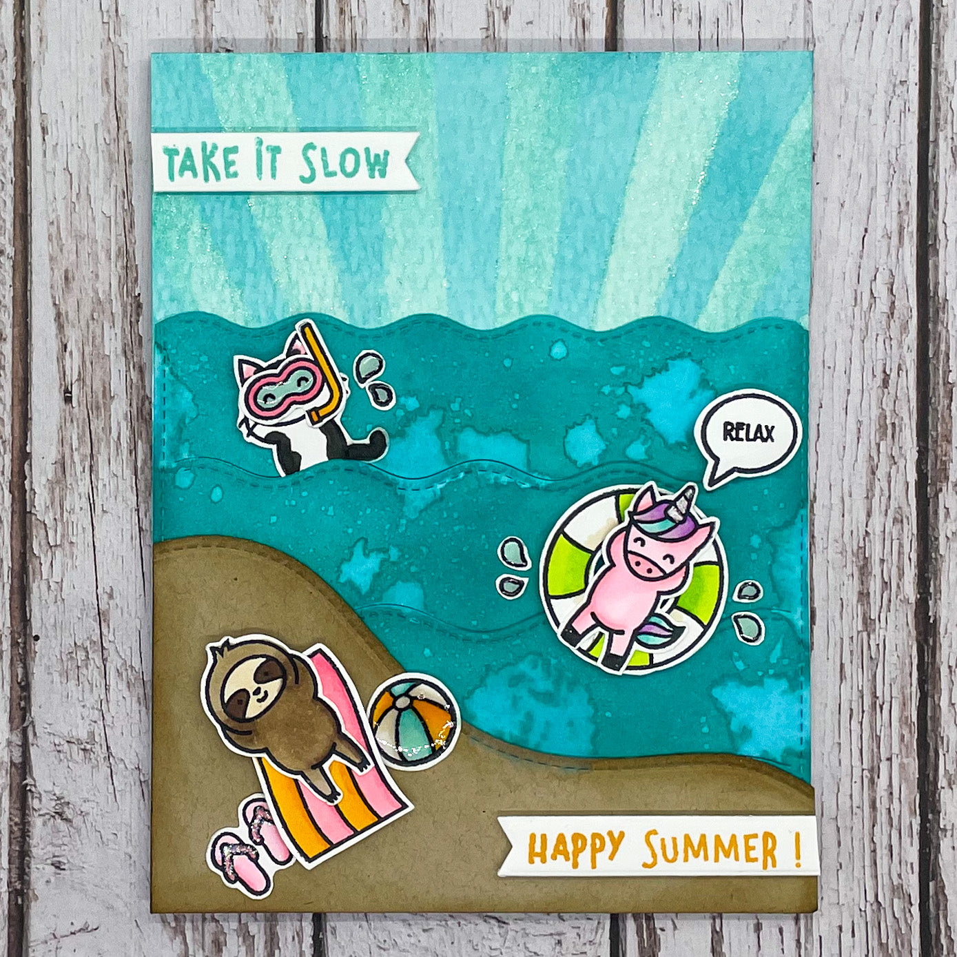 Relaxing Critters Happy Summer Handmade Card
