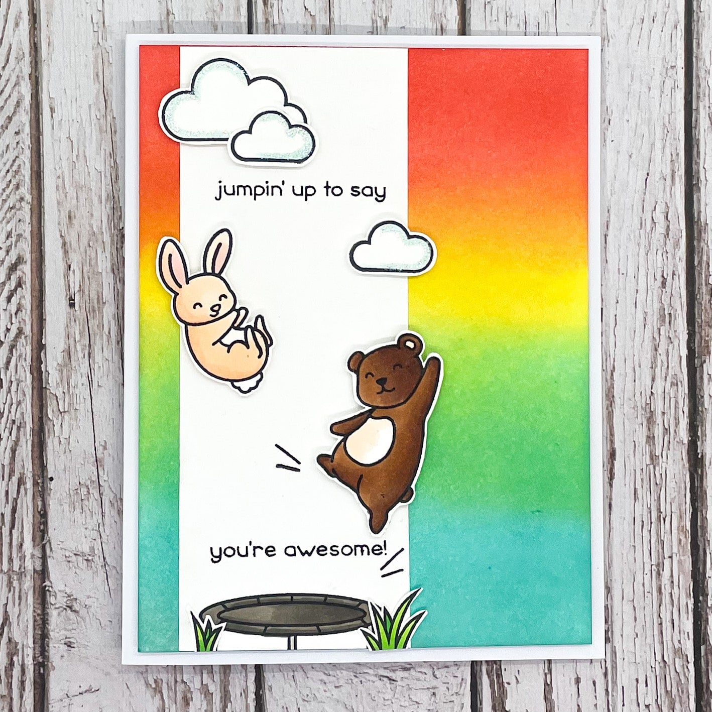 Colourful Jumping Critters Handmade Birthday Card