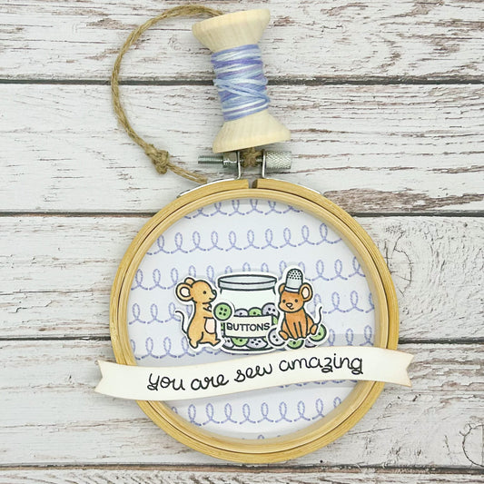 Playful Mice Sew Amazing Embroidery Hoop Hanging Ornament