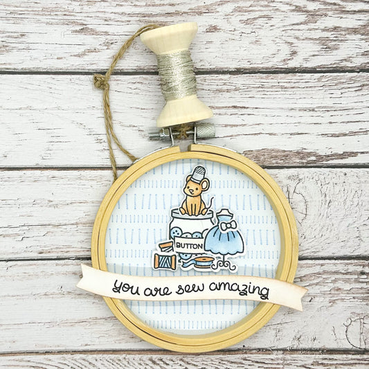 Playful Mouse Sew Amazing Embroidery Hoop Hanging Ornament