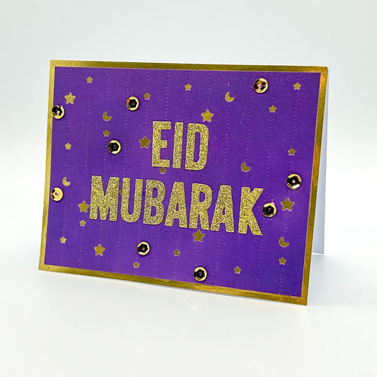 Purple & Gold Eid Mubarak Handmade Card