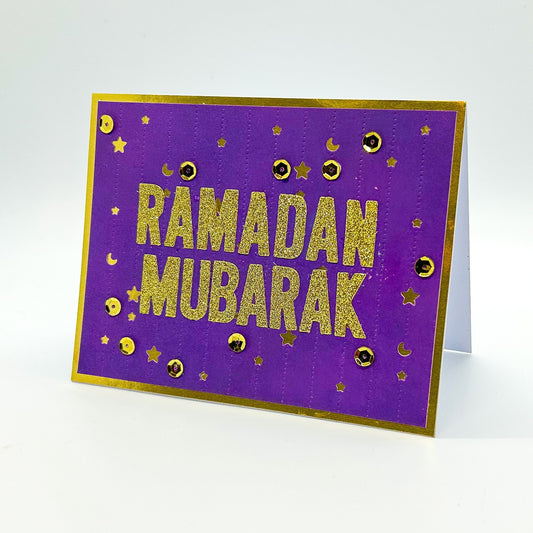 Purple & Gold Ramadan Mubarak Handmade Card