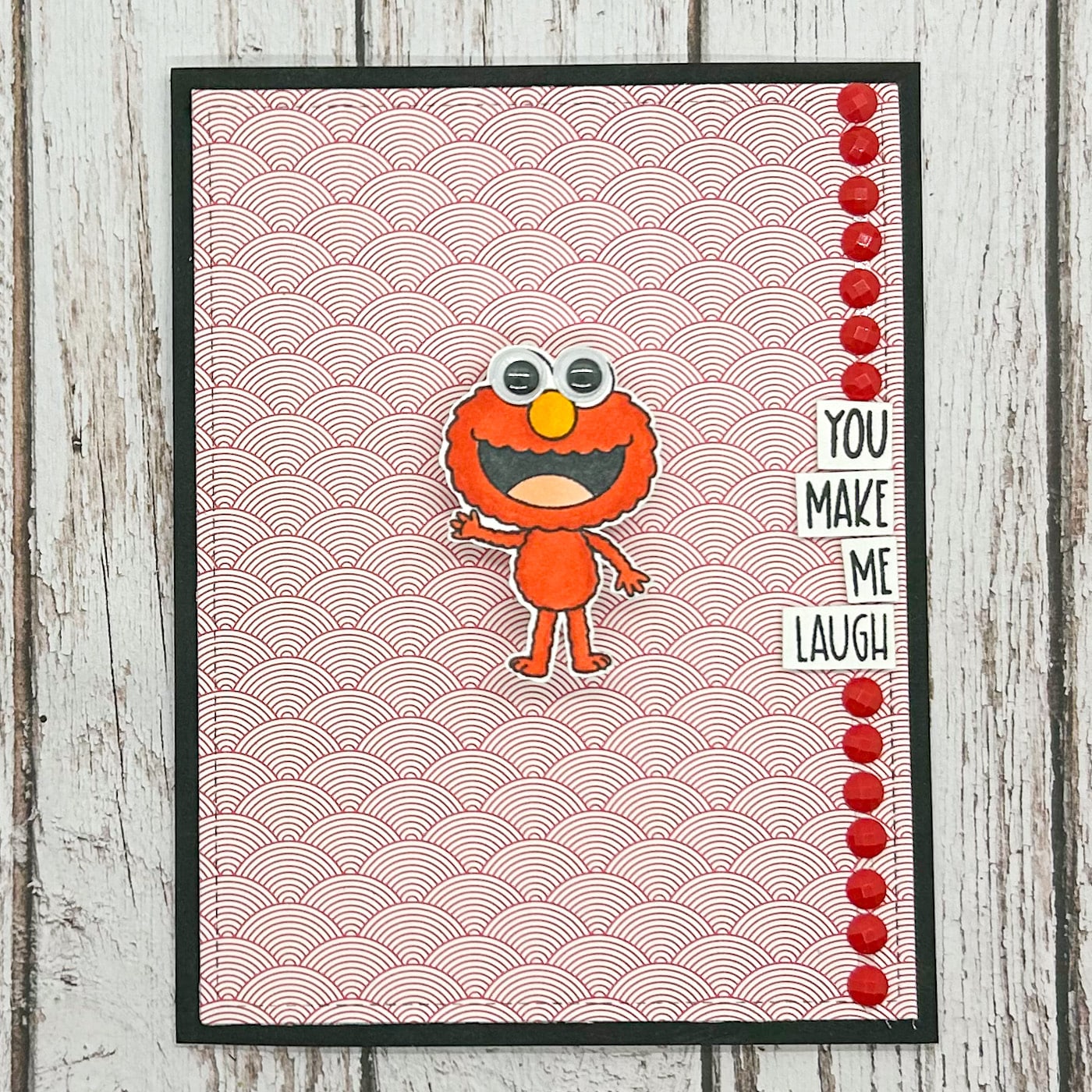 Red Elmo Character Themed Handmade Card