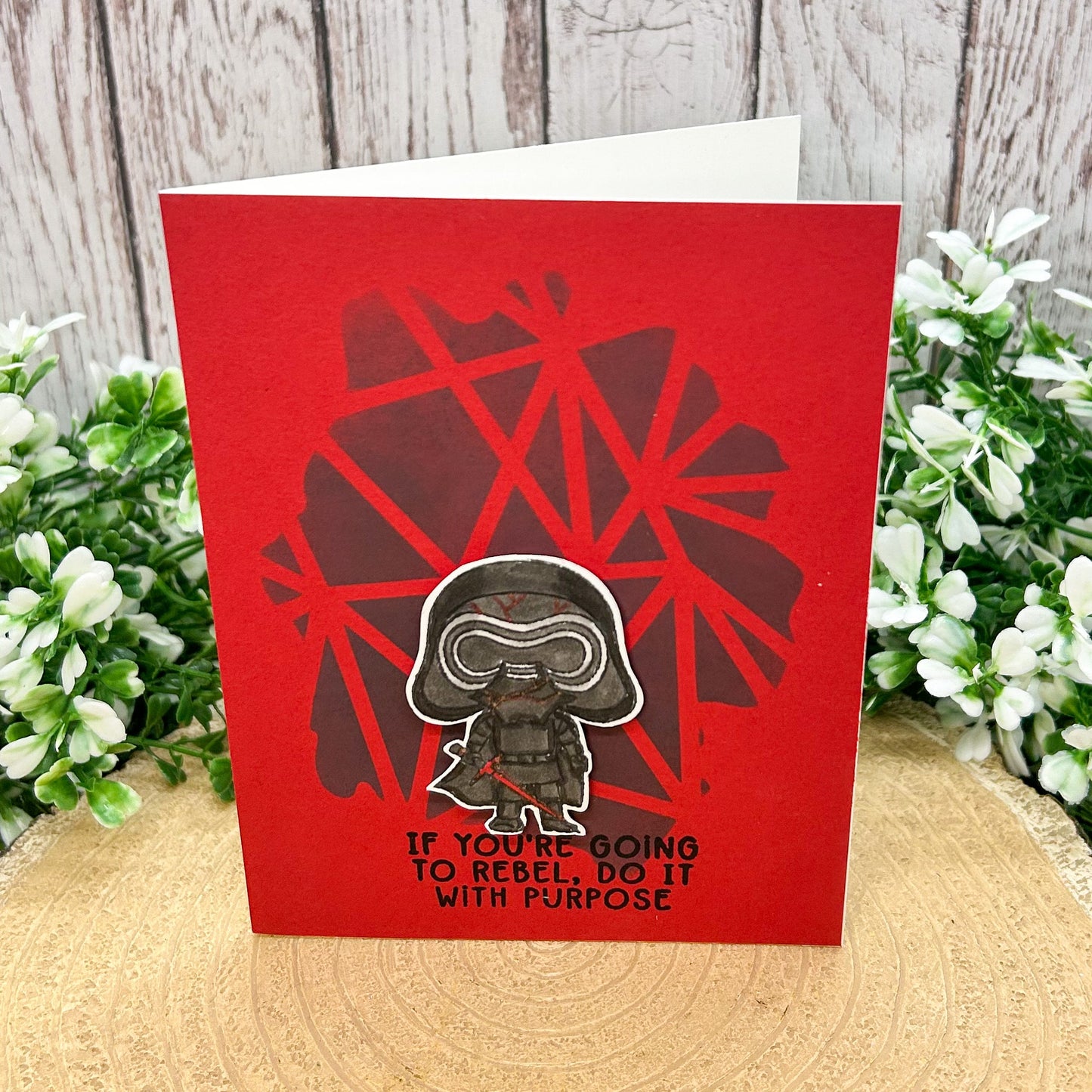 Red Kylo Rebel Character Themed Handmade Card-1