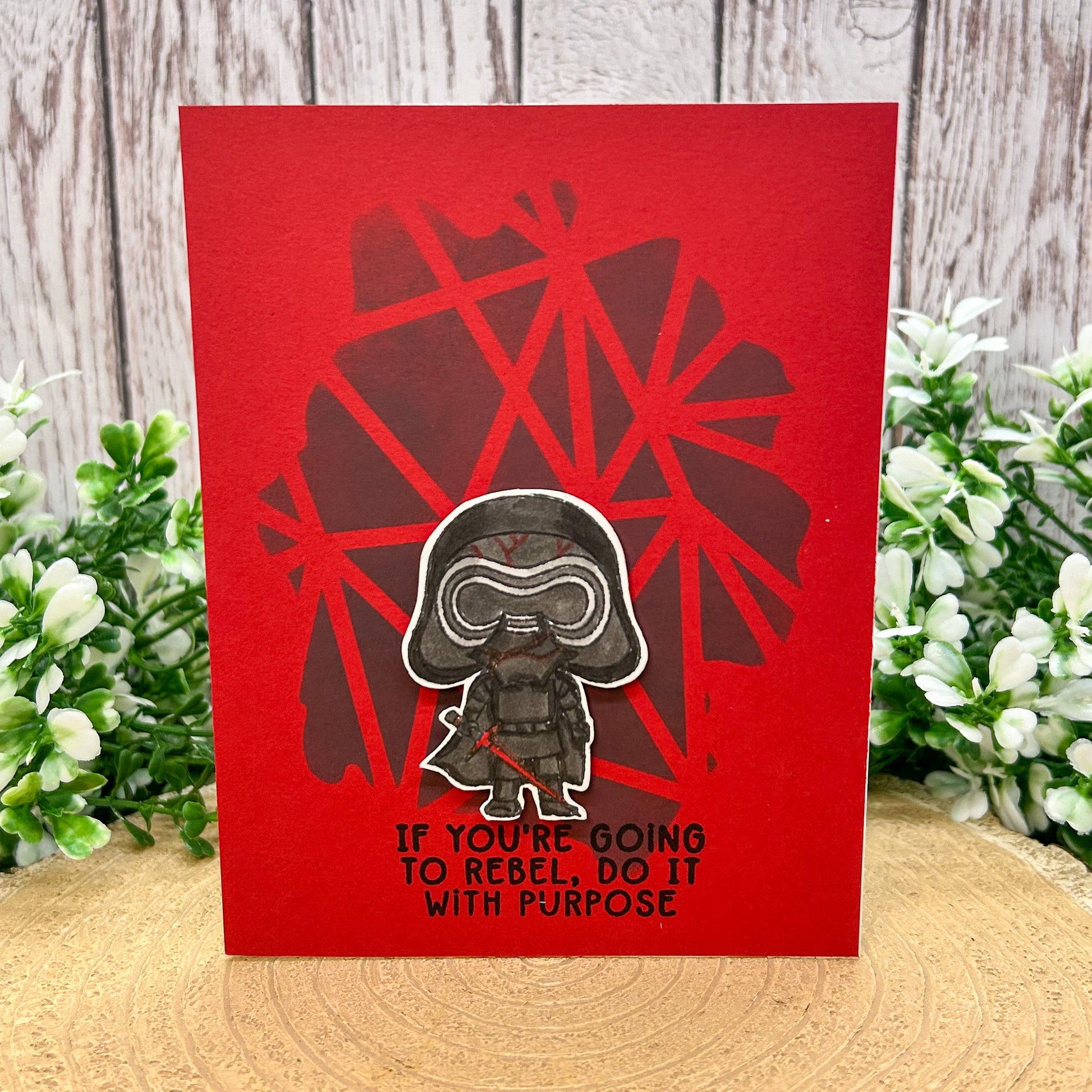 Red Kylo Rebel Character Themed Handmade Card