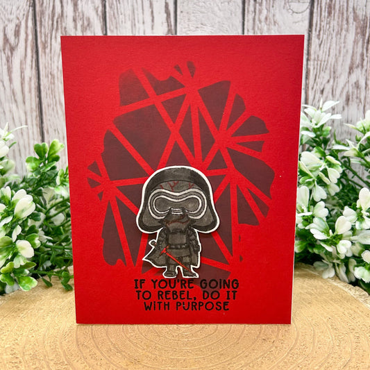 Red Kylo Rebel Character Themed Handmade Card
