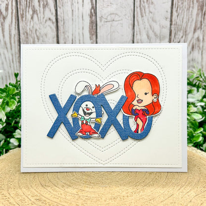 Roger & Jessica XOXO Character Themed Handmade Card