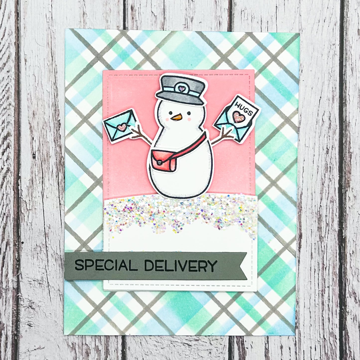 Snowman Delivery Of Hugs Handmade Card