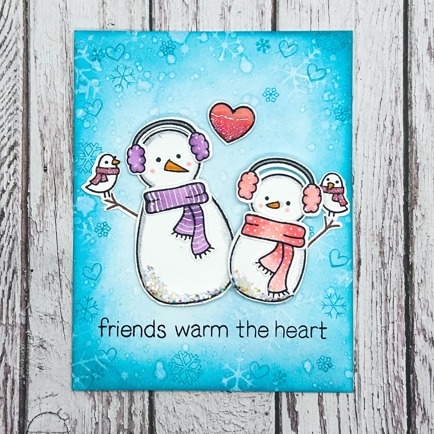 Snowmen Friends Warm The Heart Handmade Card